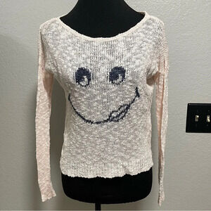 Abercrombie Kids Girl’s Light Pink with Smiley Face Sweater Size L/XL